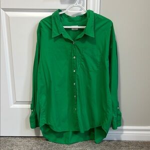 Aritzia Green Button-Up Blouse